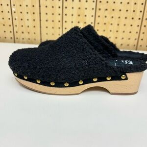 J.Crew Sherpa Black Clogs